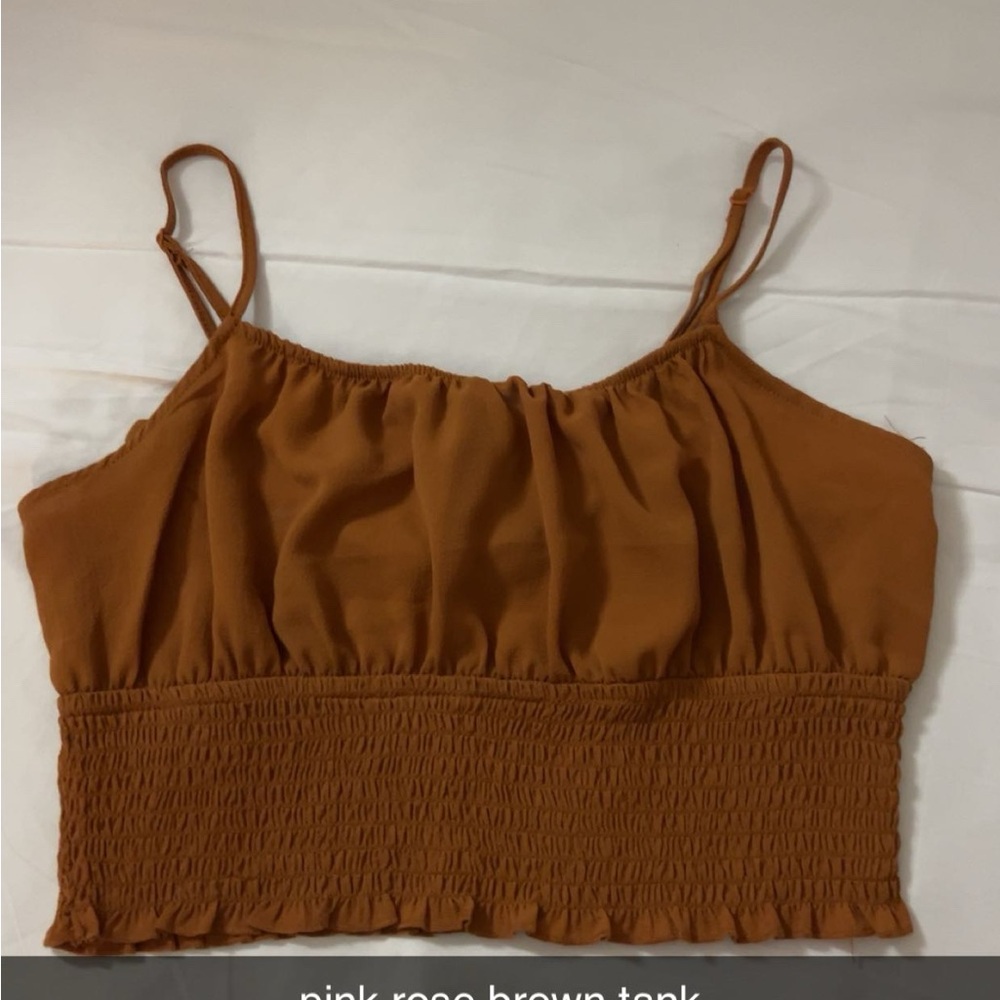 Women's Brown Smocked Tank Top